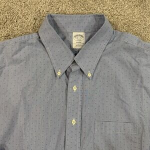 Brooks Brothers Regent Dress Shirt 18 6/7 Blue Micro Dot Button Down Cotton